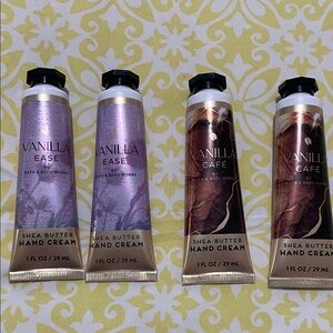 4X Bath & Body Works Vanilla Ease & Vanilla Café Hand Cream Set! NIP 1 oz Tubes